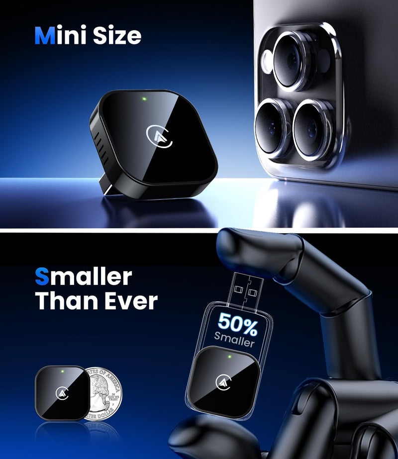 Teeran 2 in 1 Wireless CarPlay and Android Auto Adapter, Easy Setup Plug and Play, Fast Seamless Use Supports 1000+ Car's with Built-in Wired Car Play/Android Auto, Compact Sleek Design Car Adapter - Image 5